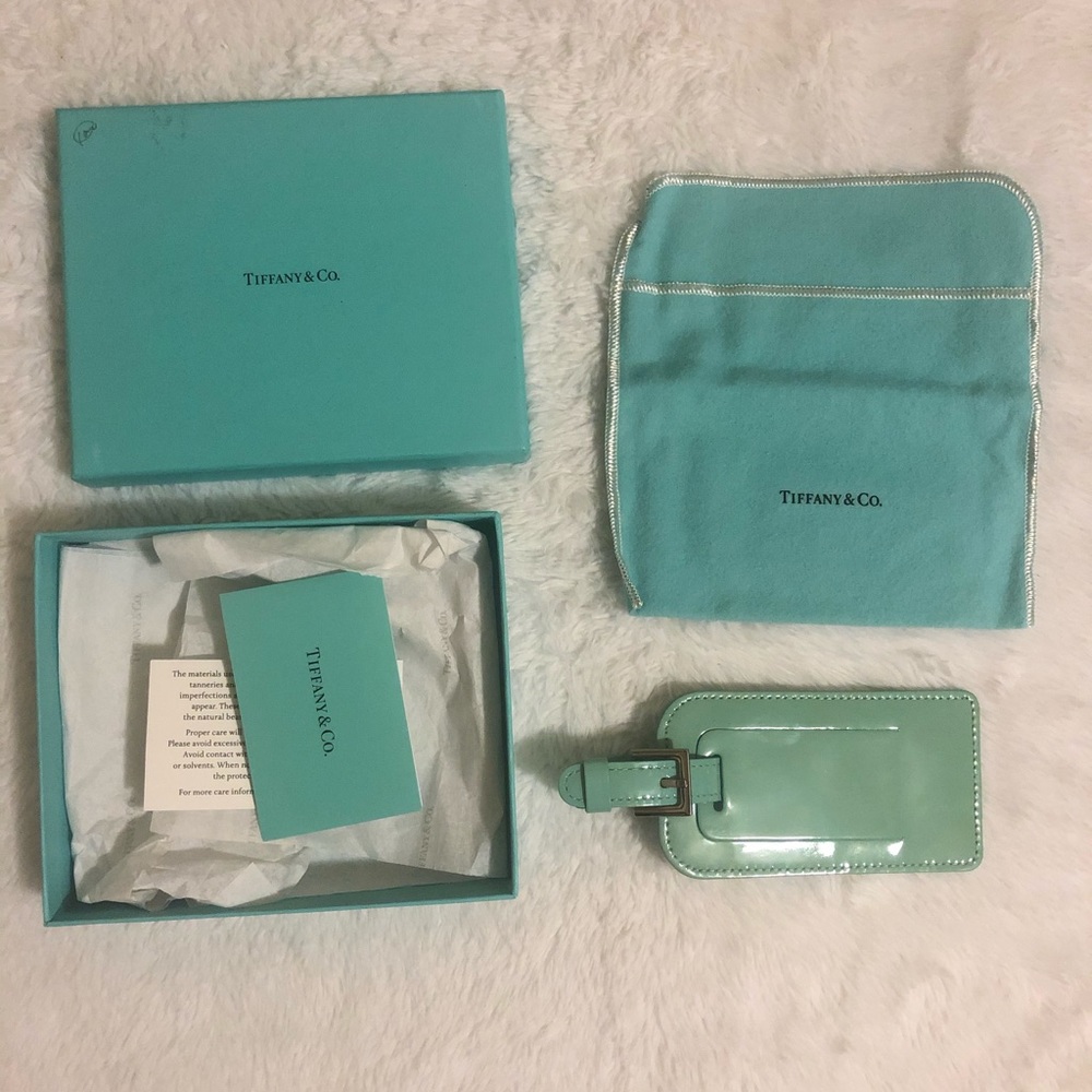 Tiffany & Co Blue Patent Leather Luggage Tag